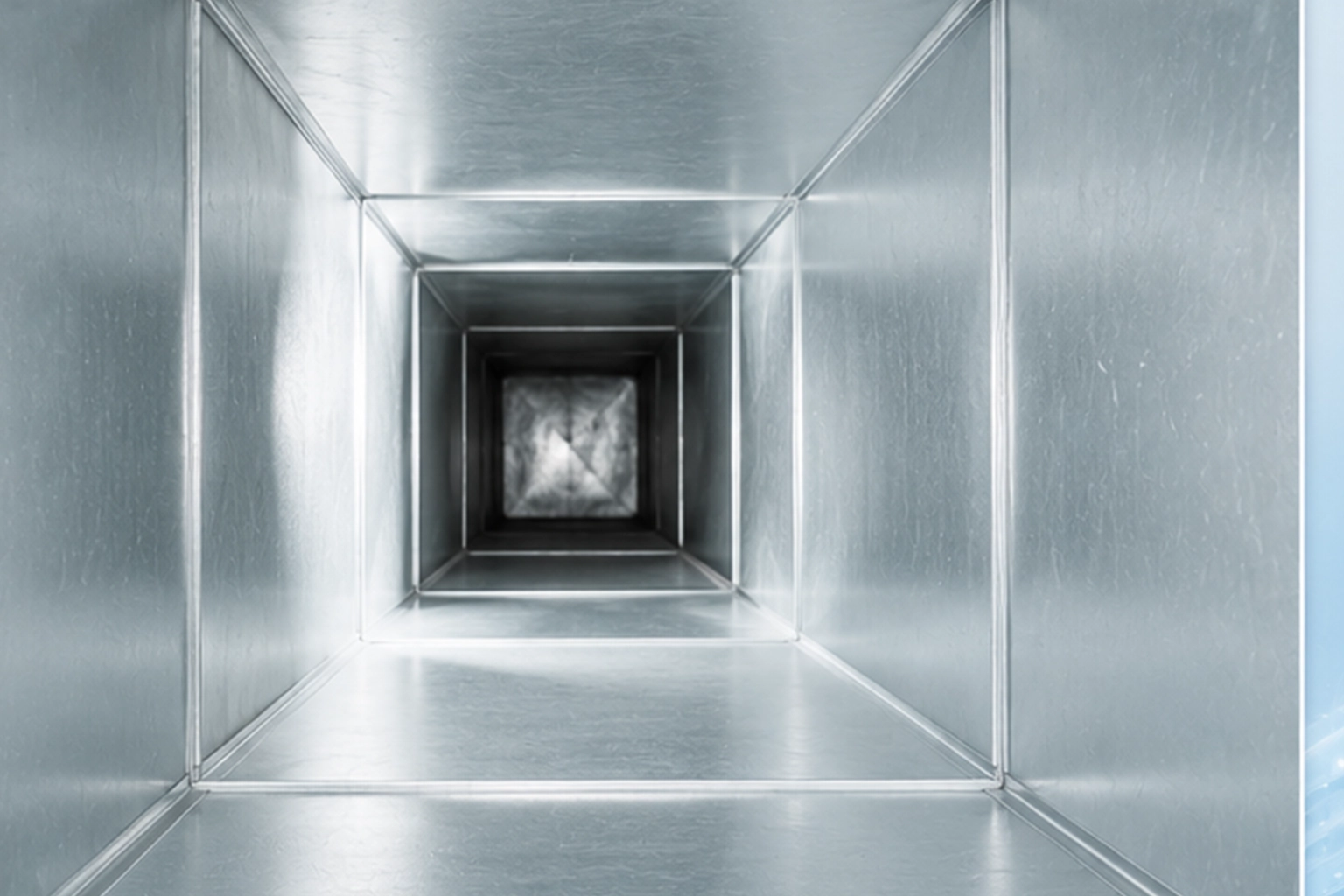 Air duct after professional cleaning