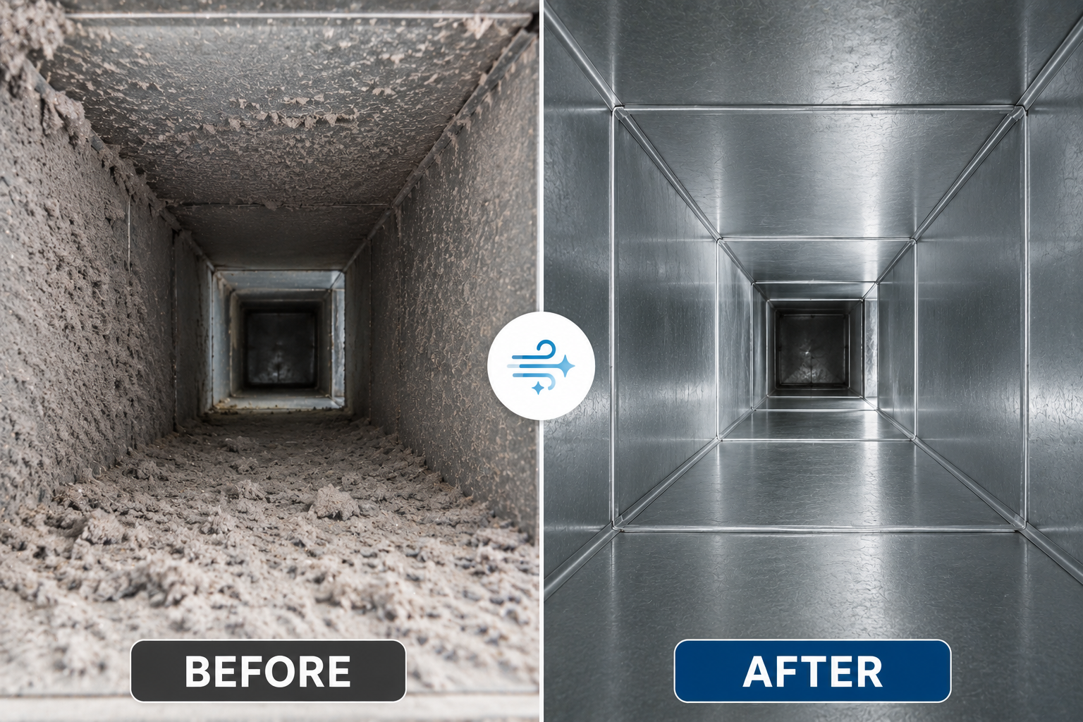 Clean air ducts after professional air duct cleaning in The Woodlands Texas