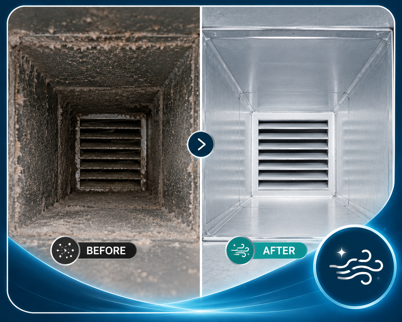 Clean air vents after professional air vent cleaning in The Woodlands Texas