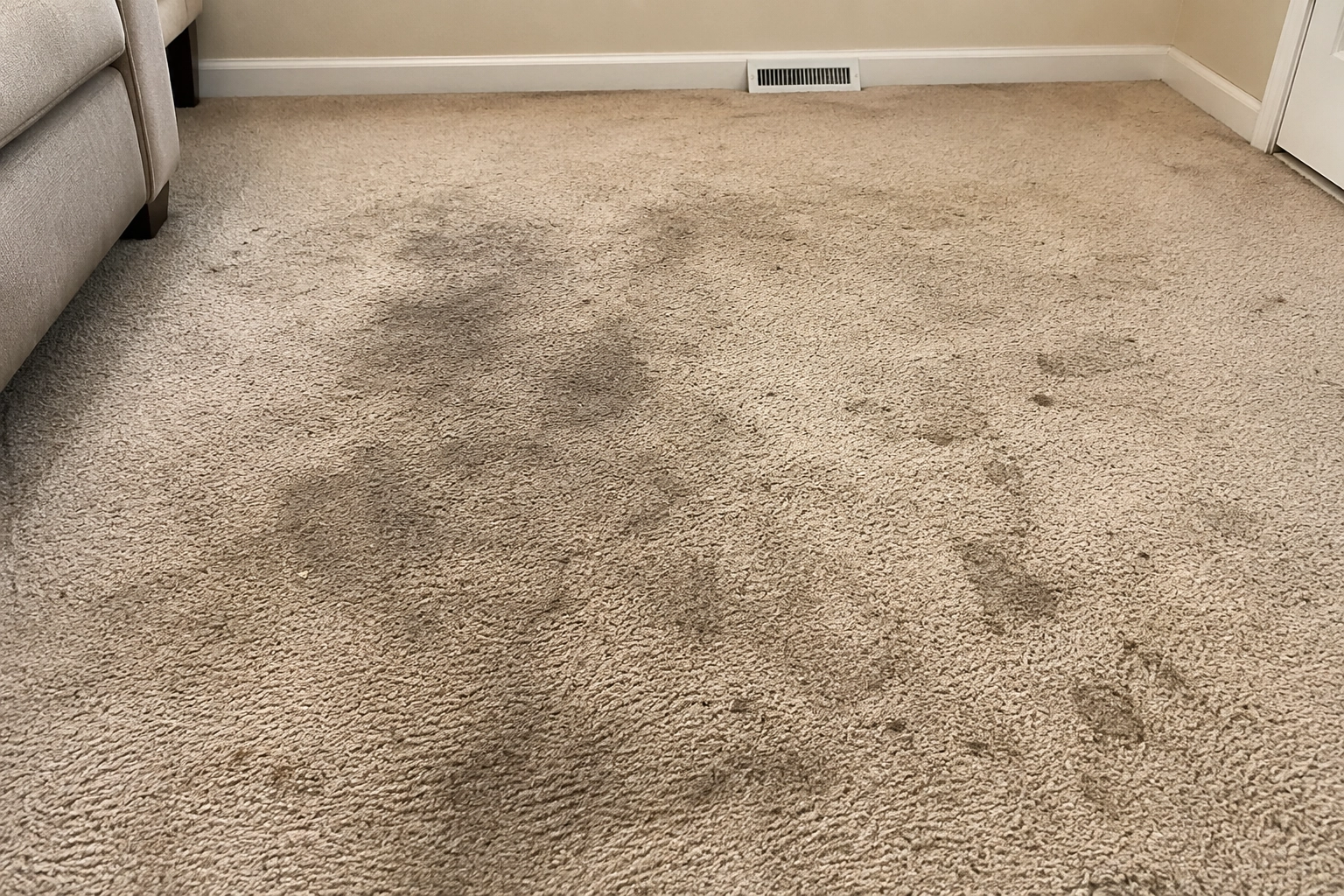 Carpet before professional cleaning