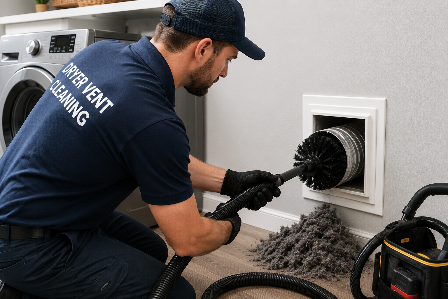 Professional dryer vent cleaning technician in The Woodlands Texas
