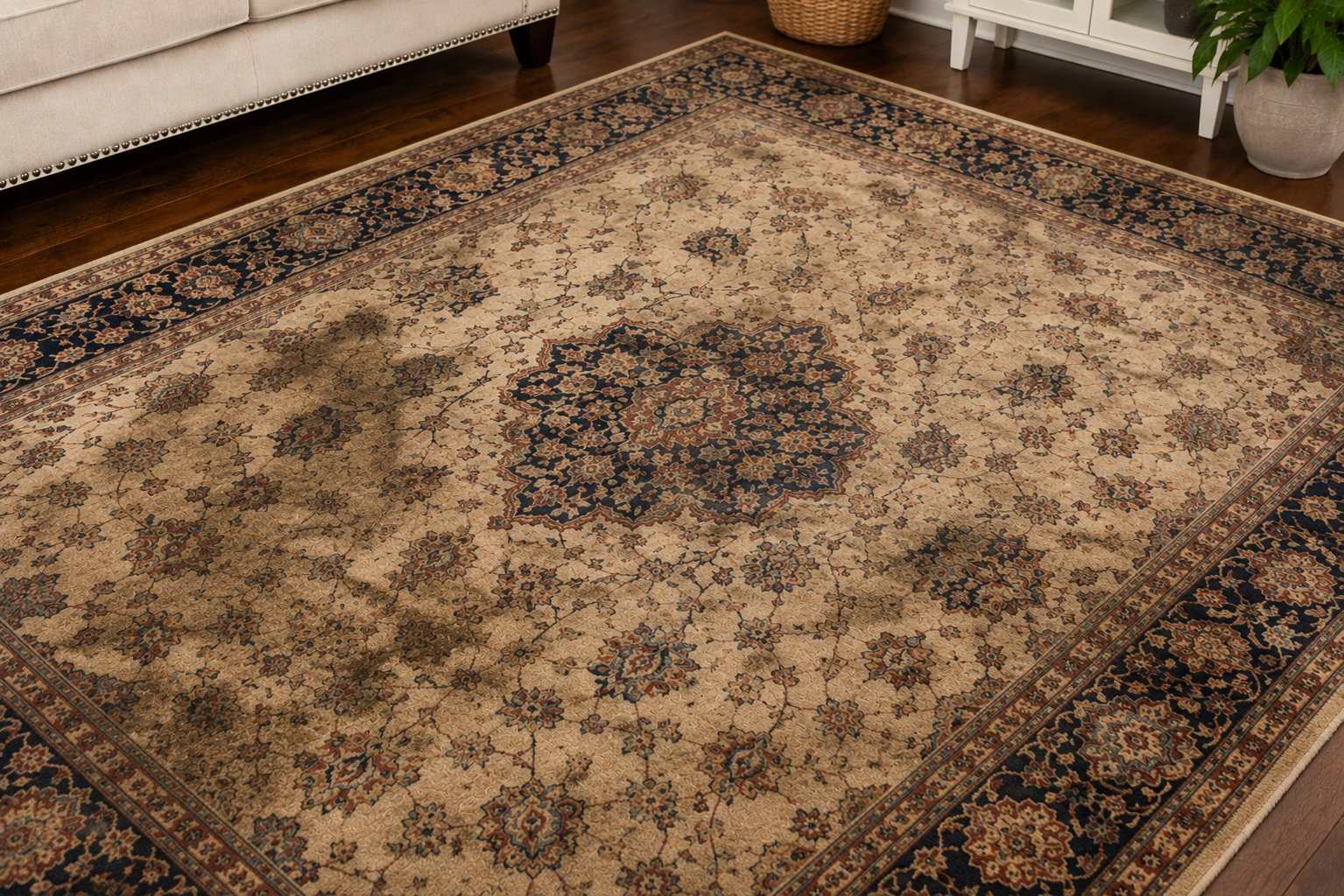 Rug before professional cleaning