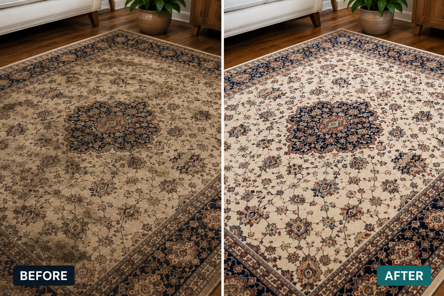 Clean rug after professional rug cleaning in The Woodlands Texas