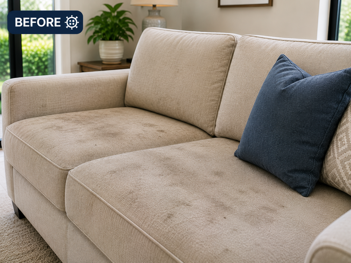 Upholstery before professional cleaning